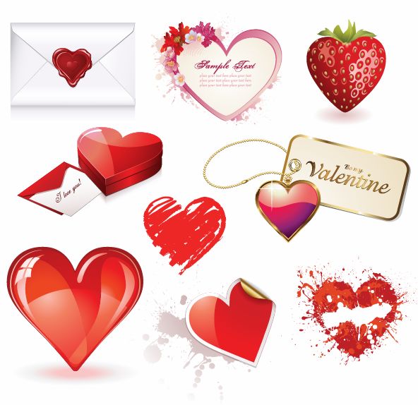 free vector Valentines Day Heart Vector Set